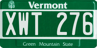 VT license plate XWT276