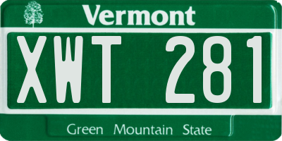 VT license plate XWT281