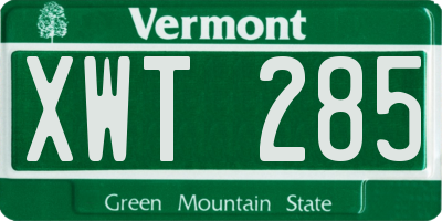 VT license plate XWT285
