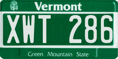 VT license plate XWT286