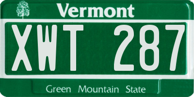 VT license plate XWT287
