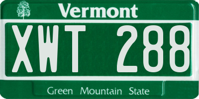 VT license plate XWT288