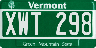 VT license plate XWT298