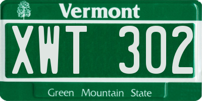 VT license plate XWT302