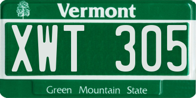 VT license plate XWT305