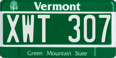 VT license plate XWT307