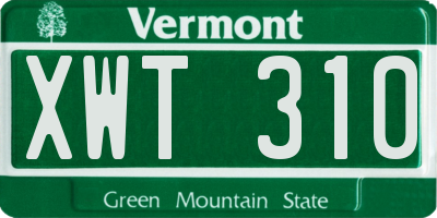 VT license plate XWT310
