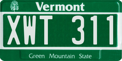 VT license plate XWT311