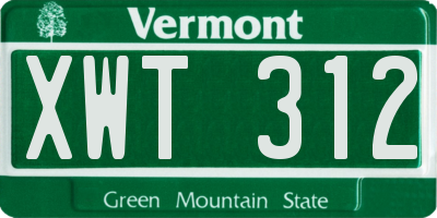 VT license plate XWT312