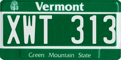 VT license plate XWT313