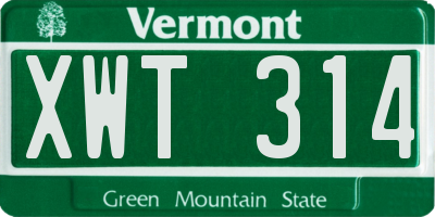 VT license plate XWT314