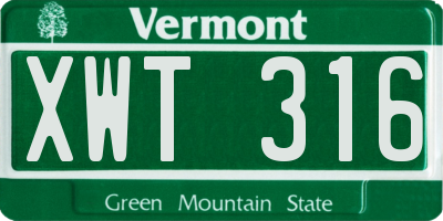 VT license plate XWT316