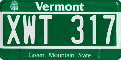 VT license plate XWT317