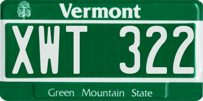 VT license plate XWT322