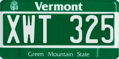 VT license plate XWT325