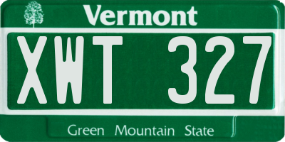 VT license plate XWT327