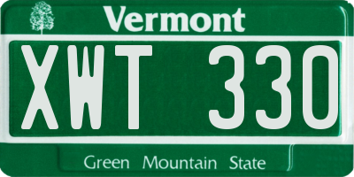 VT license plate XWT330