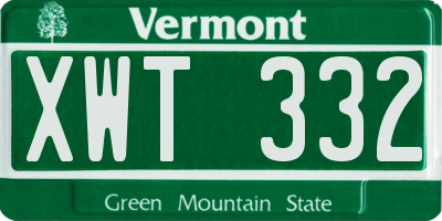 VT license plate XWT332