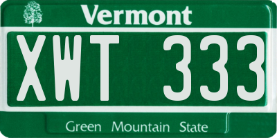 VT license plate XWT333
