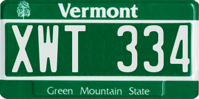 VT license plate XWT334