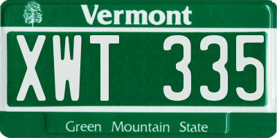 VT license plate XWT335