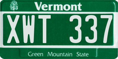 VT license plate XWT337