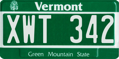 VT license plate XWT342