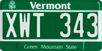 VT license plate XWT343