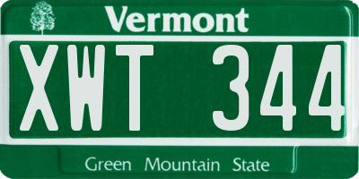 VT license plate XWT344