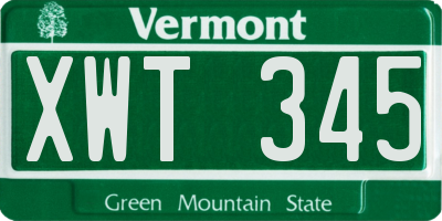 VT license plate XWT345