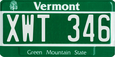 VT license plate XWT346