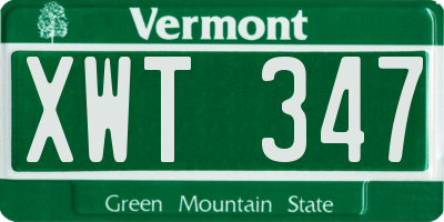 VT license plate XWT347