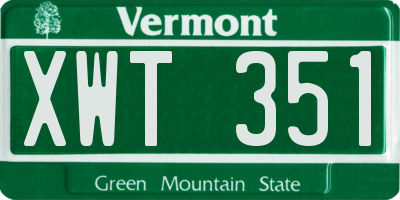 VT license plate XWT351