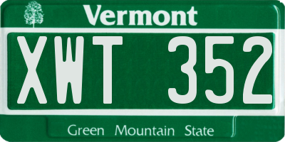 VT license plate XWT352