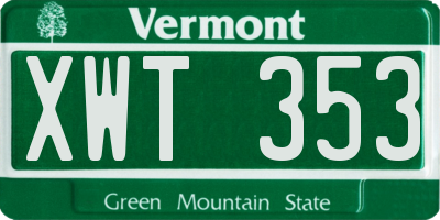 VT license plate XWT353