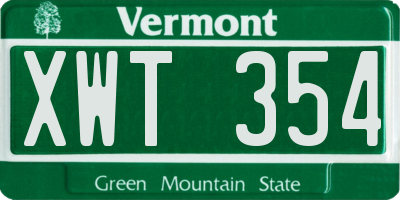VT license plate XWT354