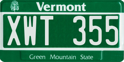 VT license plate XWT355