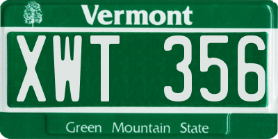 VT license plate XWT356