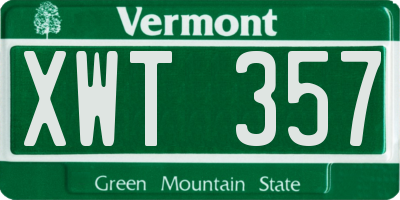 VT license plate XWT357