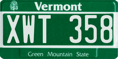 VT license plate XWT358