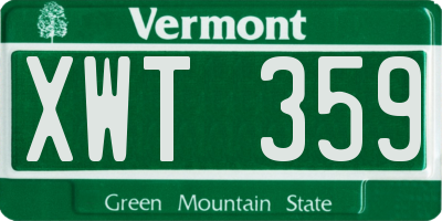 VT license plate XWT359