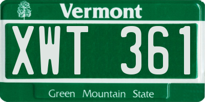 VT license plate XWT361