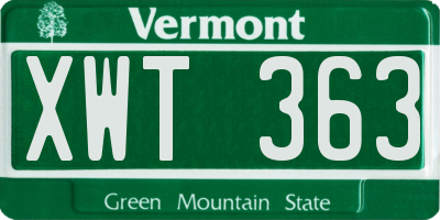 VT license plate XWT363