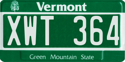VT license plate XWT364