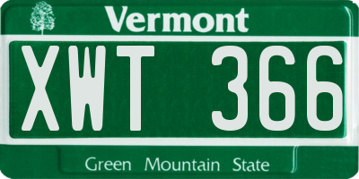 VT license plate XWT366