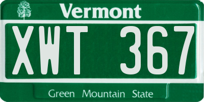 VT license plate XWT367