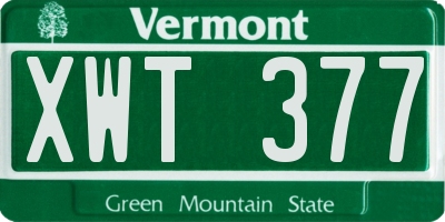 VT license plate XWT377