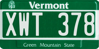 VT license plate XWT378
