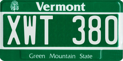 VT license plate XWT380