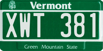 VT license plate XWT381